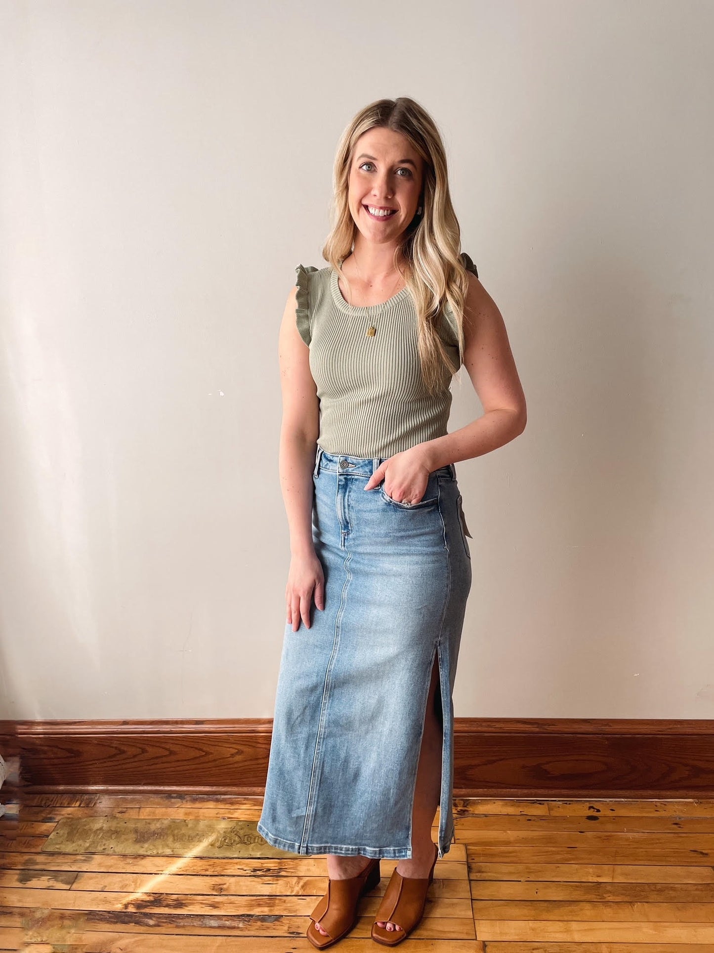 Denim Midi Skirt