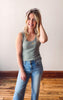 Sage Scoop Neck Ribbed Tank Top