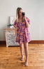 Multi Color Short Balloon Sleeve Dress