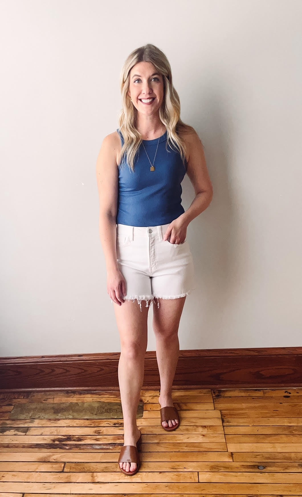 Navy Ribbed Tank Top