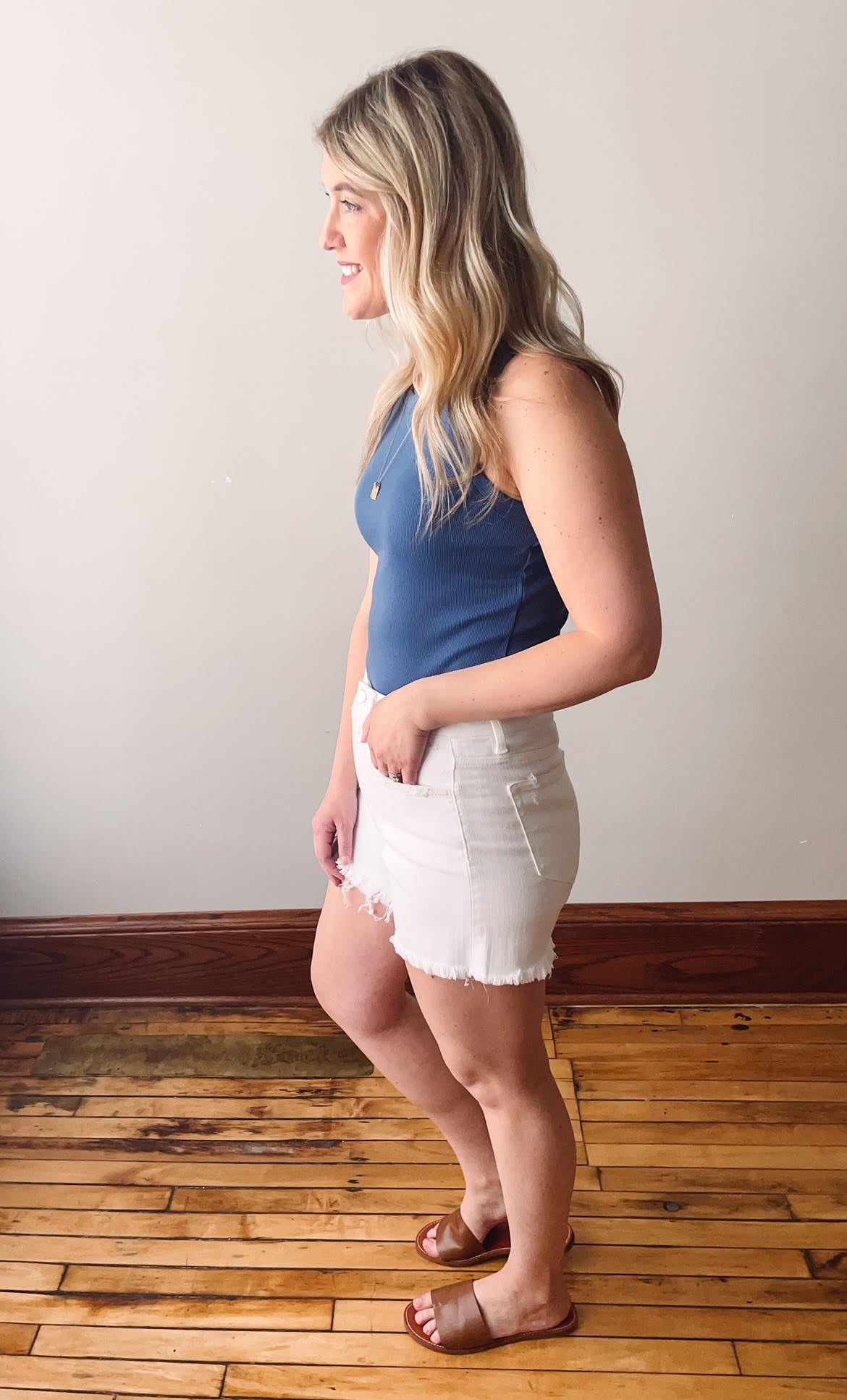 Navy Ribbed Tank Top