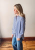 Navy Striped Classic Button Up