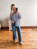 Navy Striped Classic Button Up
