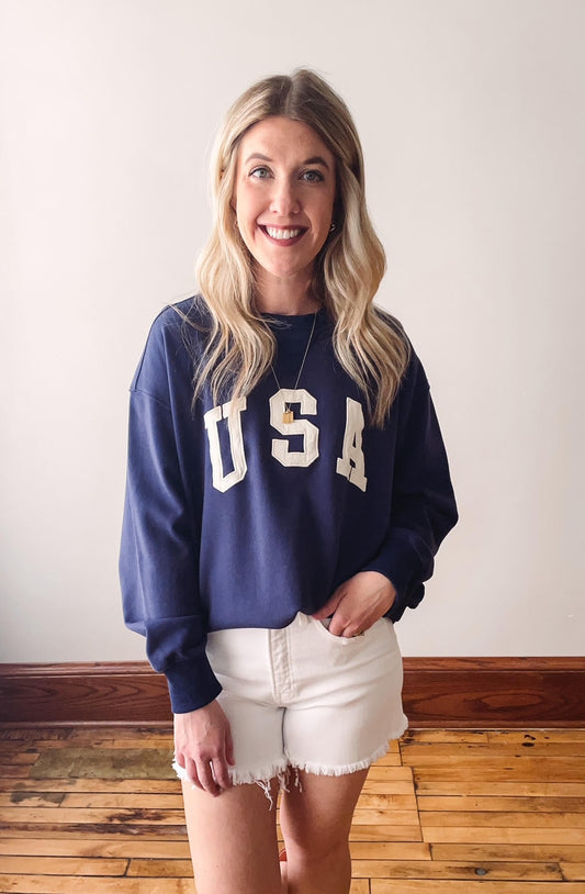 Navy USA Embroidered Sweatshirt