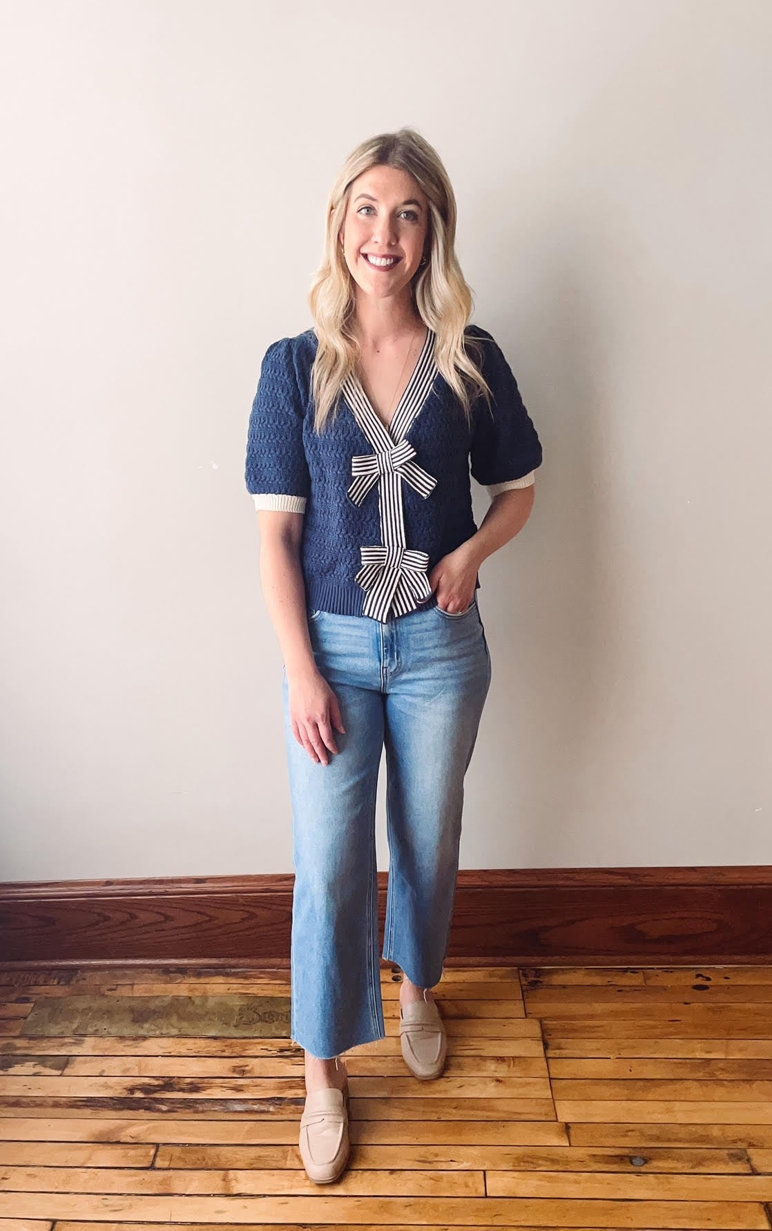Monica High Rise Crop Slim Wide Jeans