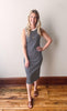 Navy + Cream Striped Midi Dress