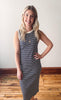 Navy + Cream Striped Midi Dress