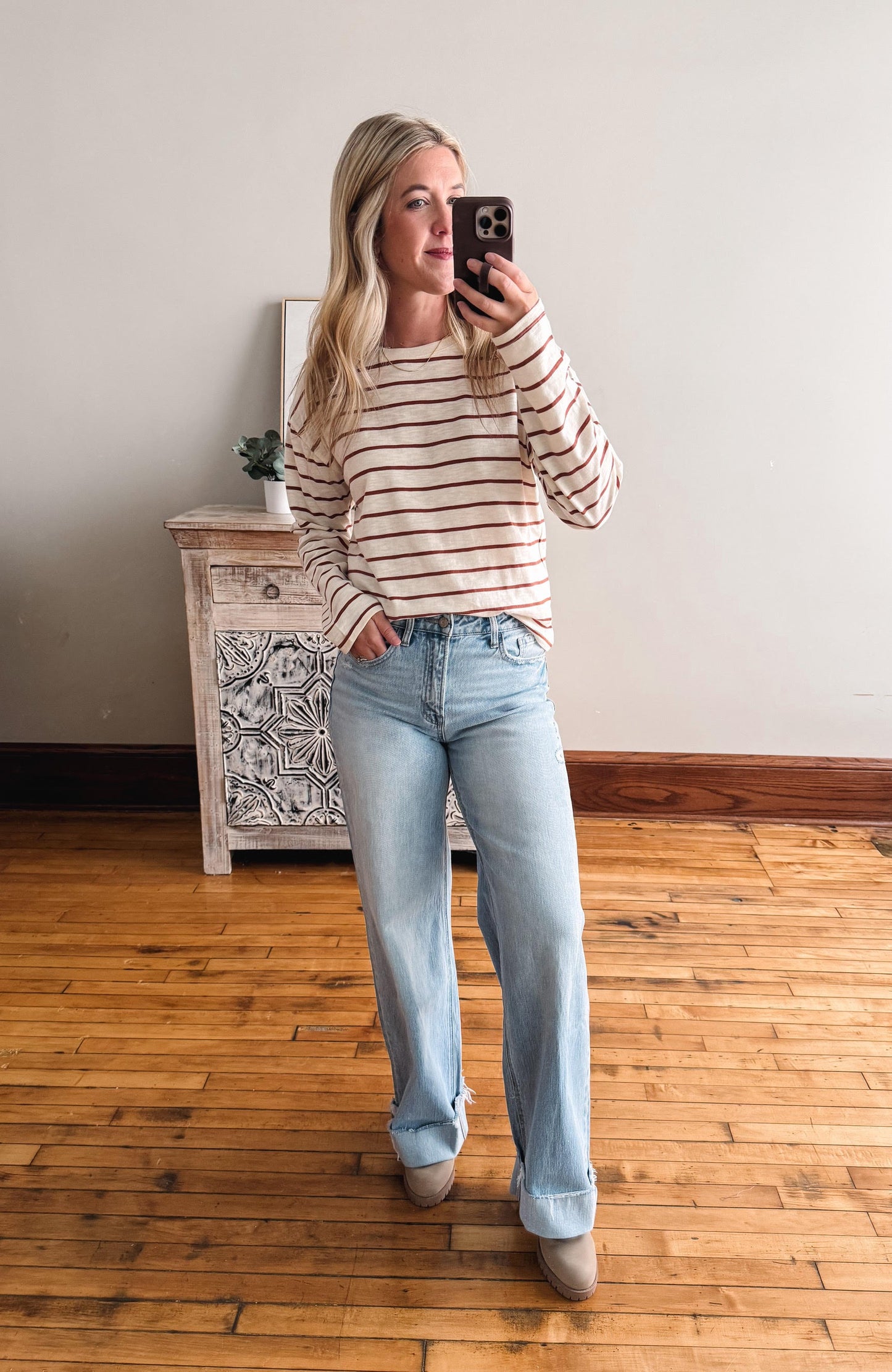 Nellie Top - Off White Brown