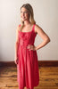 Nina Milkmaid Red Midi Dress