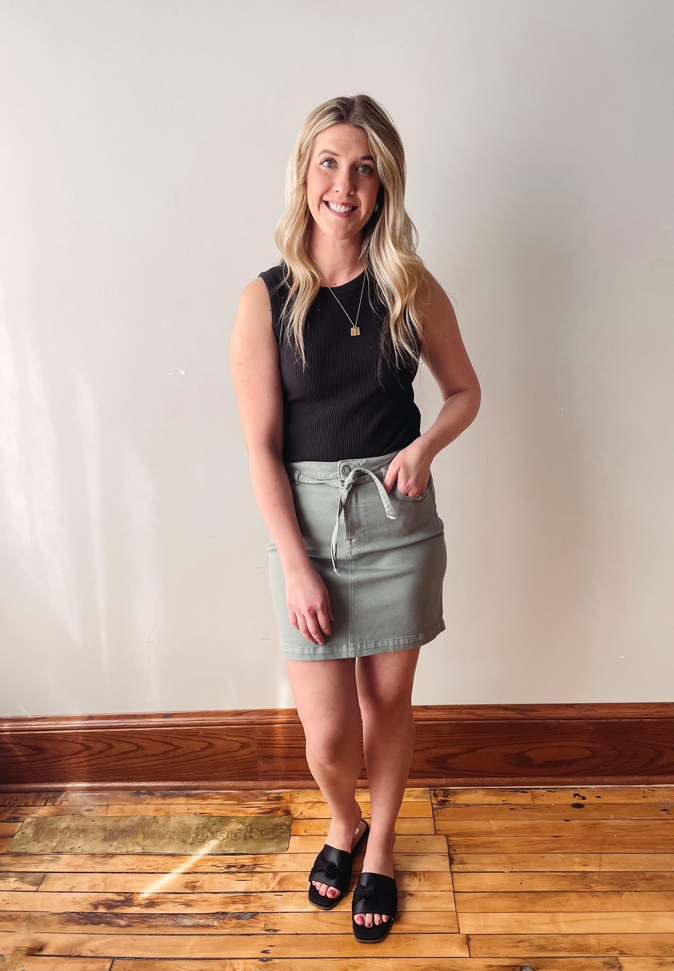 Olive Tie Skirt