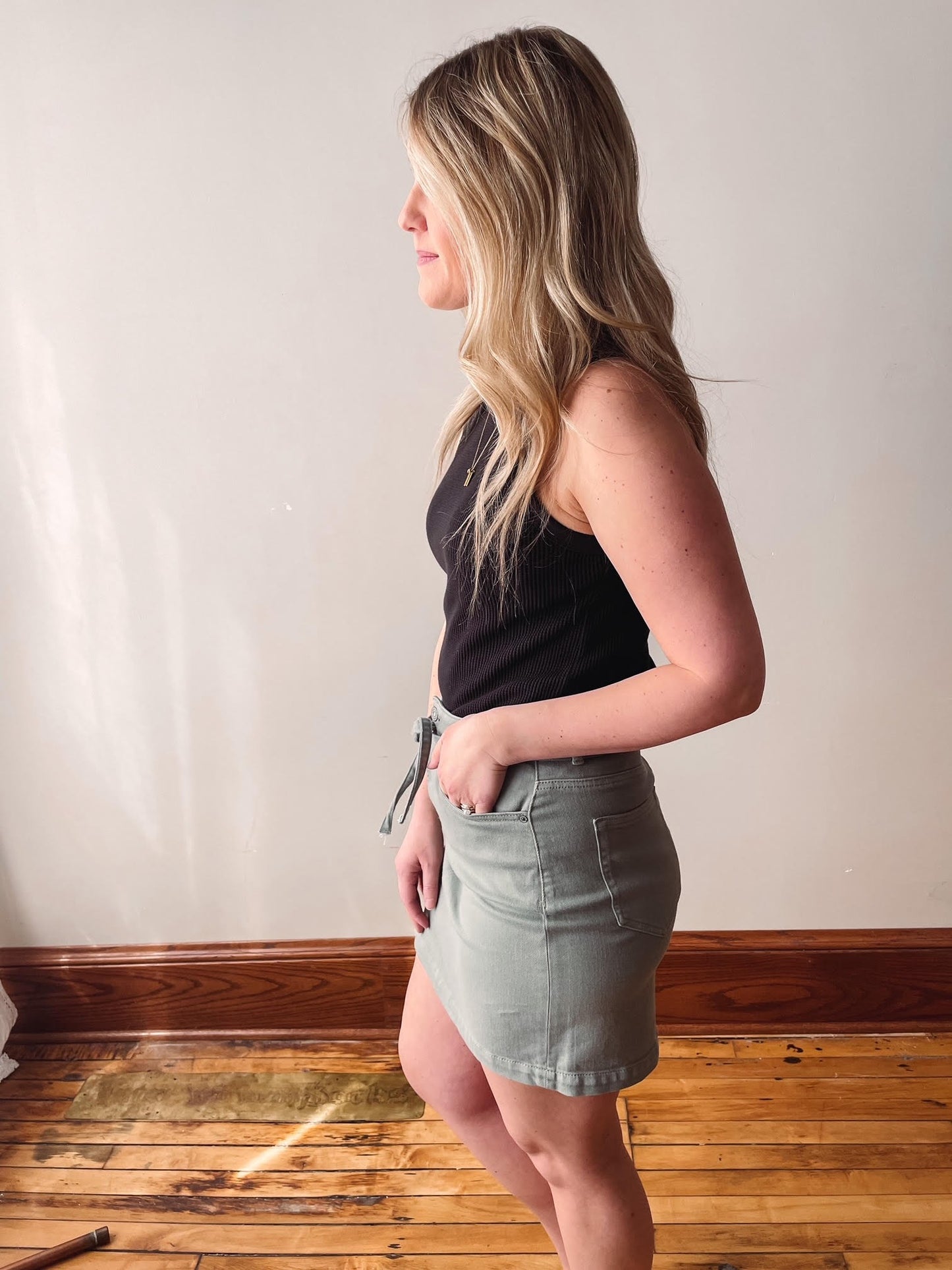 Olive Tie Skirt