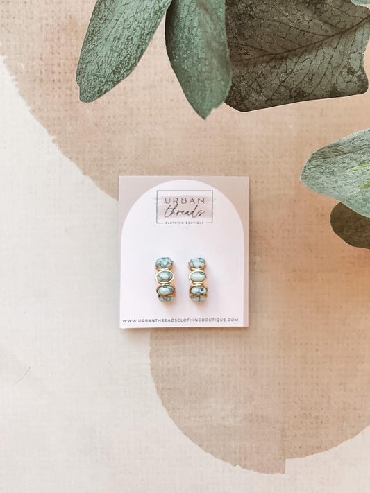 Oval Turquoise Hoop Earrings