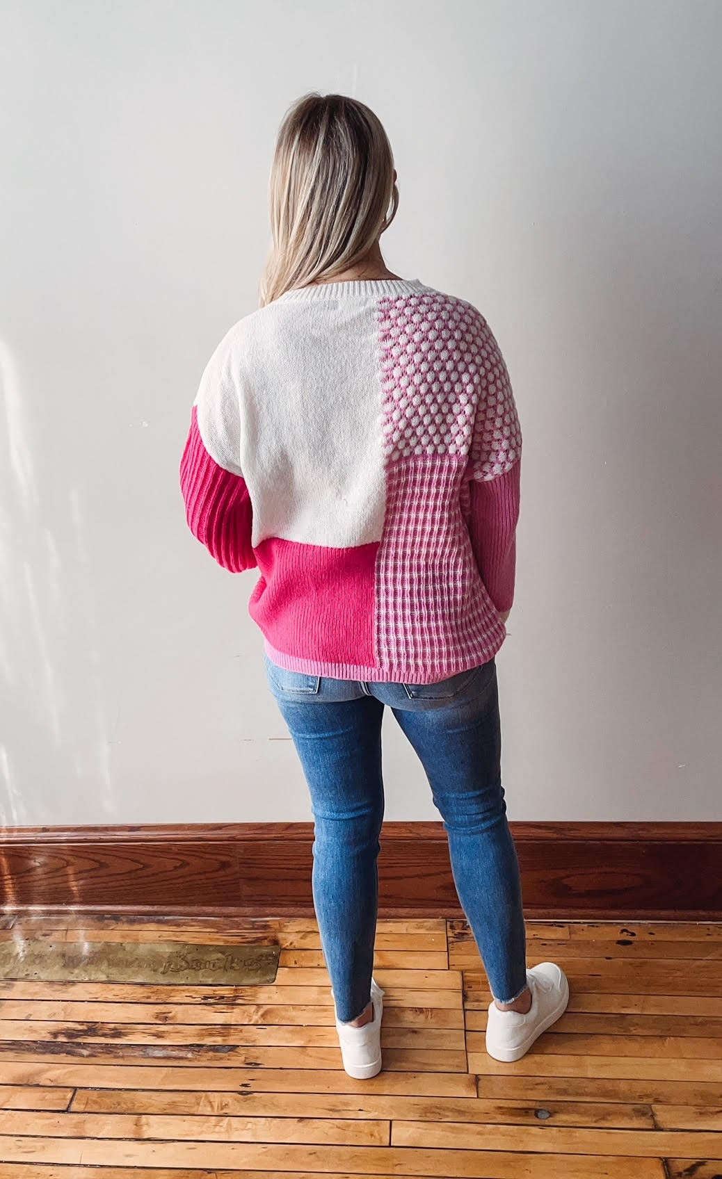 Pink Pattern Block Sweater