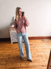 Pink Front Slit Sweater
