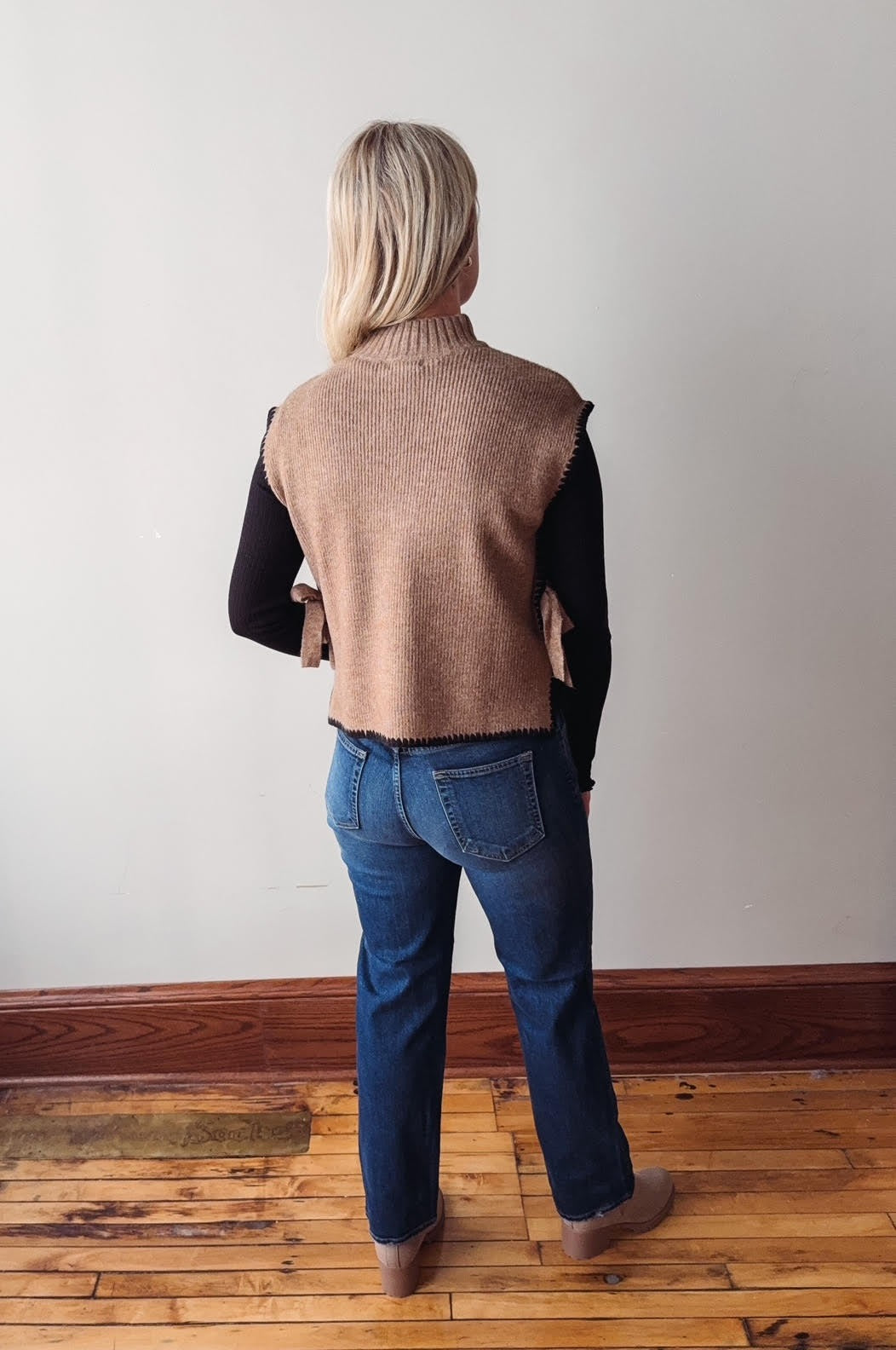 Prudence Mocha Side Tie Sweater Top