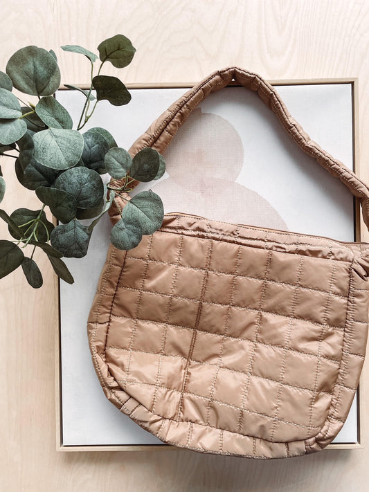 Quilted French Beige Shoulder Bag