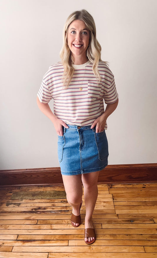High Rise Cargo Mini Skirt