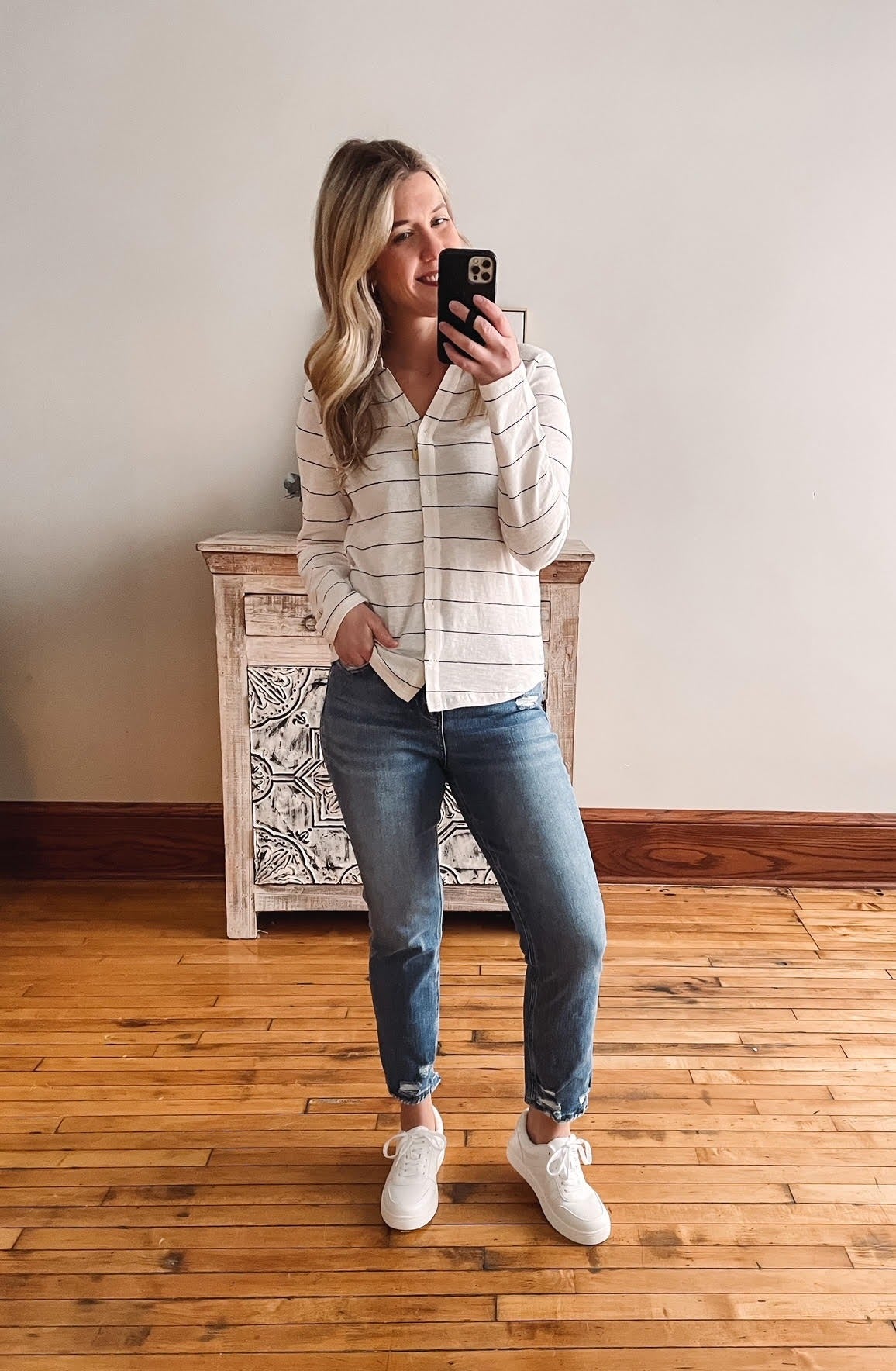 Rosanna Shirt - Ivory + Black Stripe