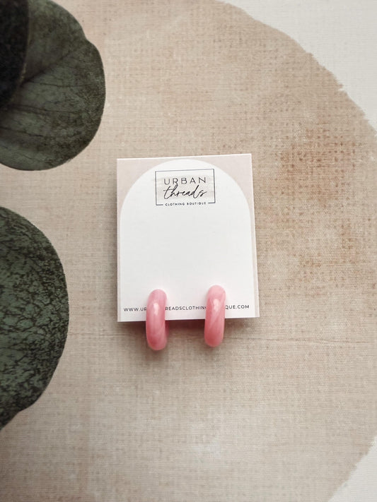 Rosé Marble Hoop Earrings