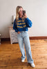 SDSU Washed Royal Chenille Cropped Crewneck