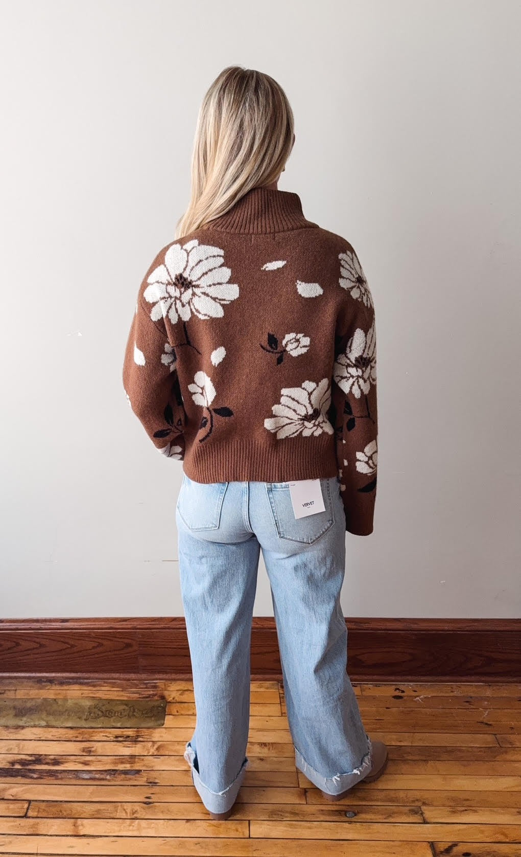 Sabrina Espresso Mock Neck Sweater