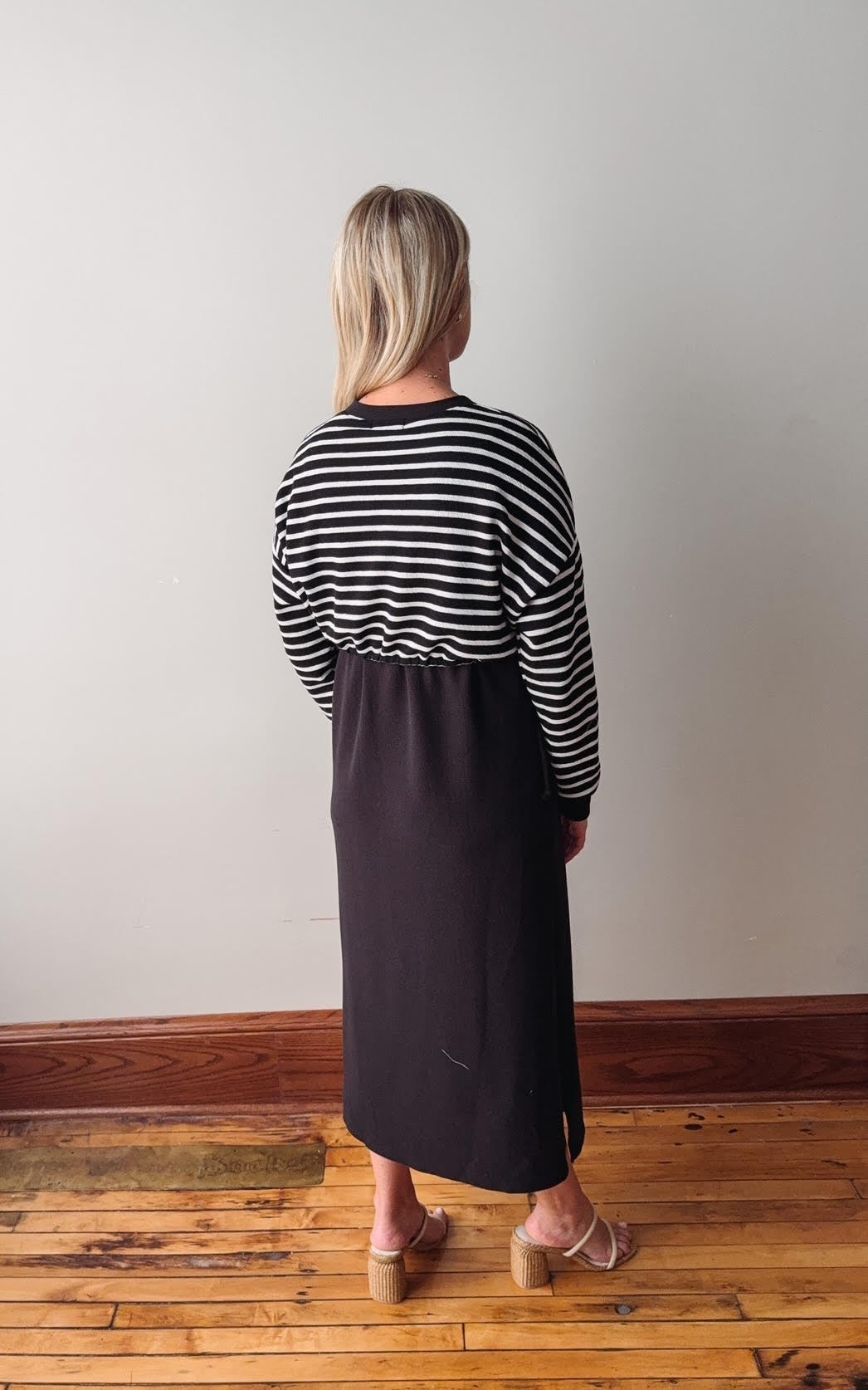 Sasha Cloudy Black Striped Dress