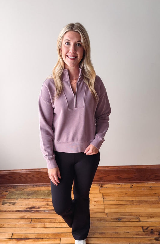 Serenity Fleece 1/4 Zip Pullover - Dusty Lavender