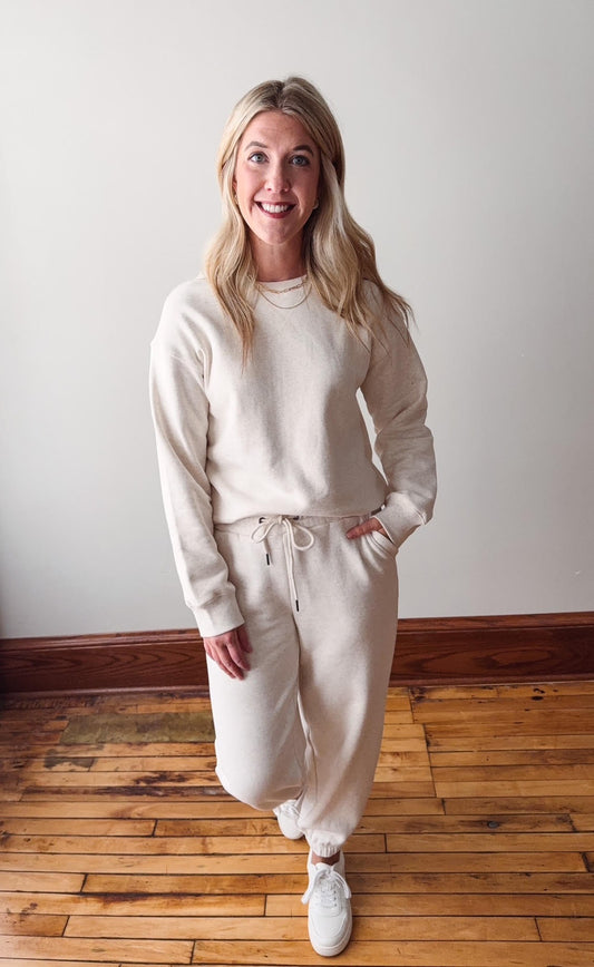 Serenity Fleece Crewneck Sweatshirt - Heather Oatmeal