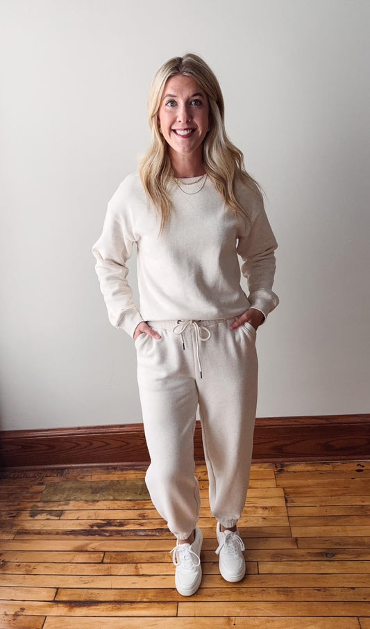 Serenity Fleece Joggers - Heather Oatmeal