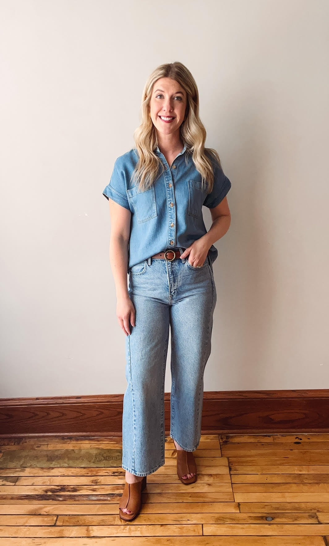 Short Sleeve Denim Button Up