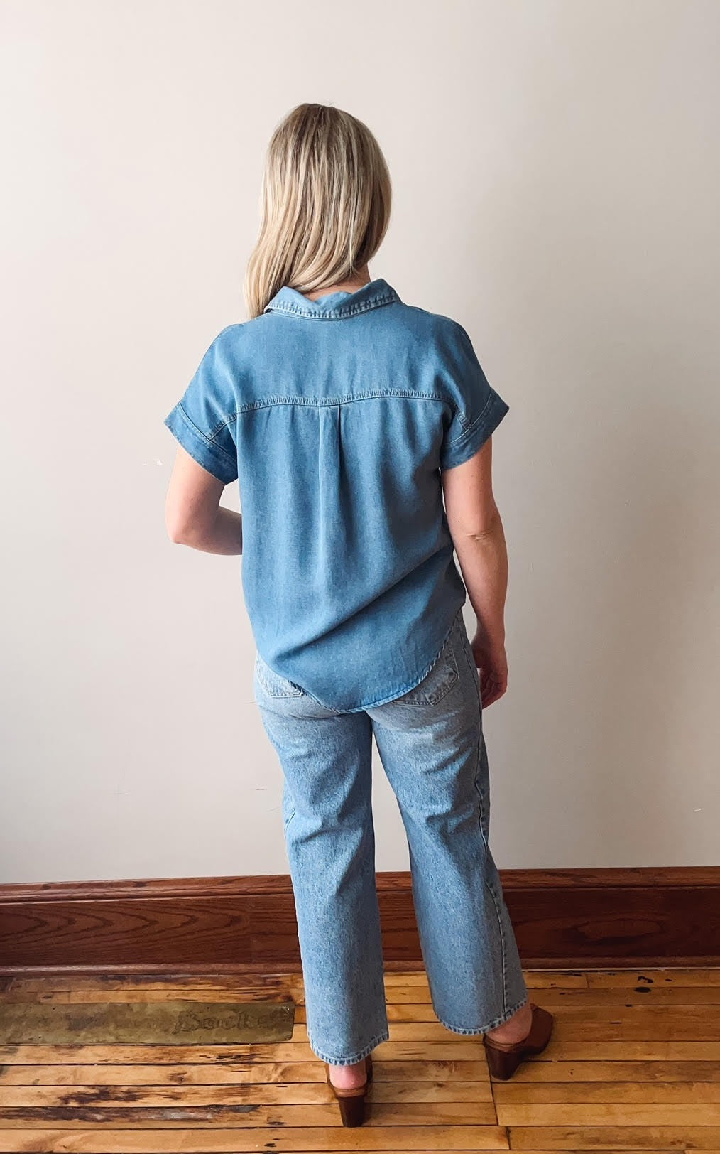Short Sleeve Denim Button Up