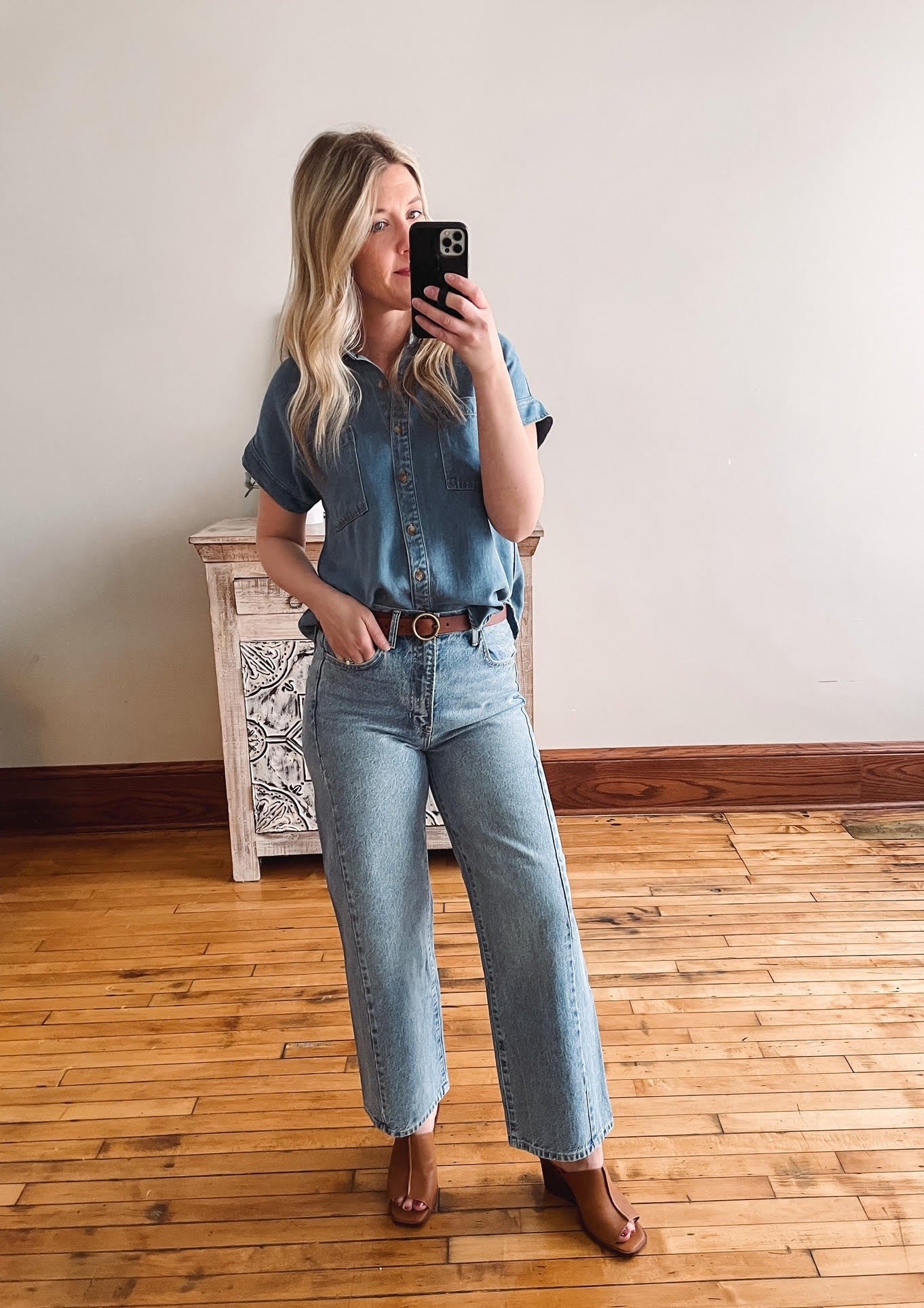 Short Sleeve Denim Button Up