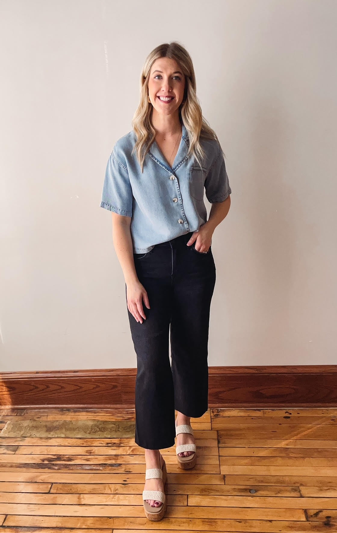 Black High Rise Crop Wide Leg Jeans