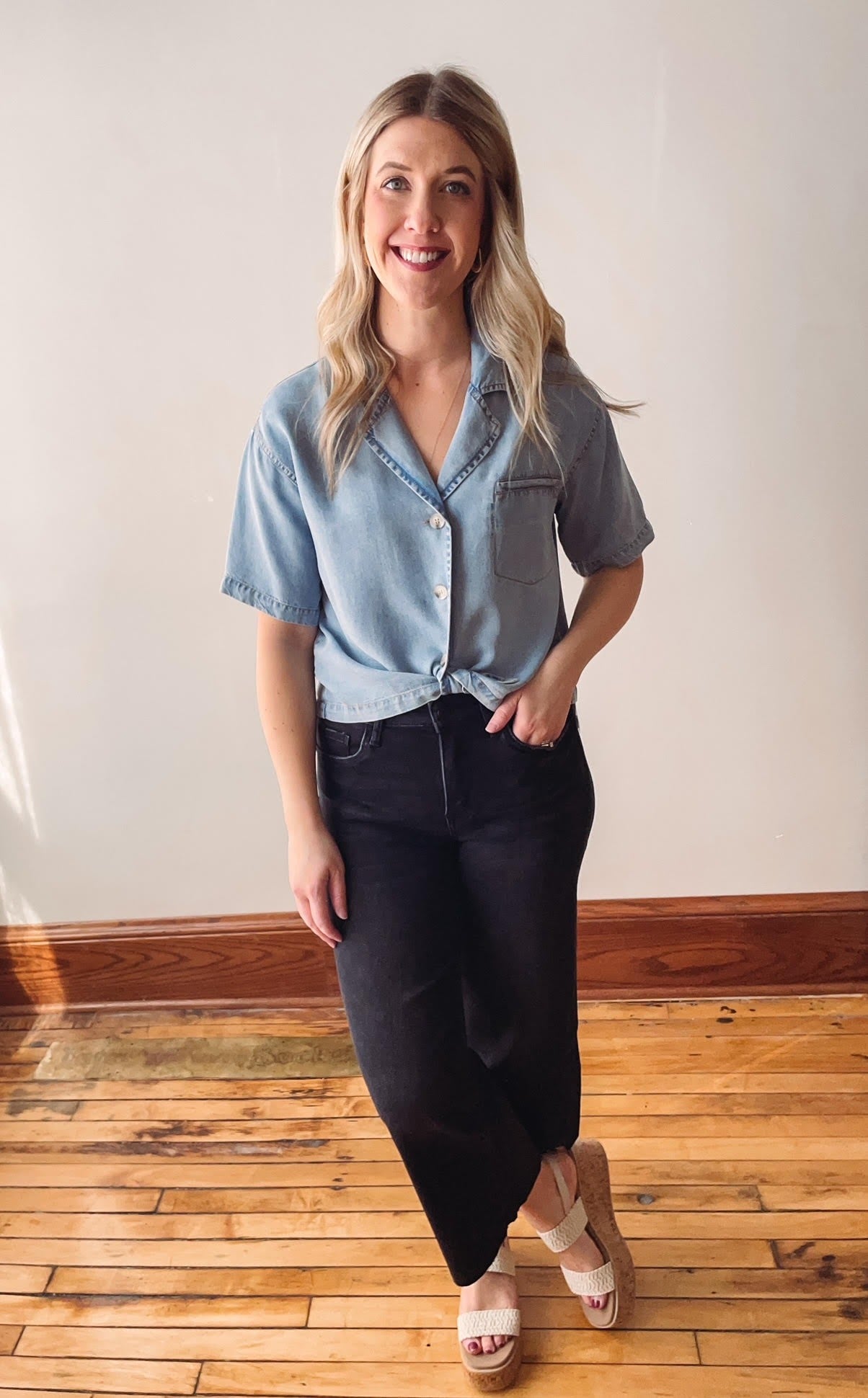 Black High Rise Crop Wide Leg Jeans