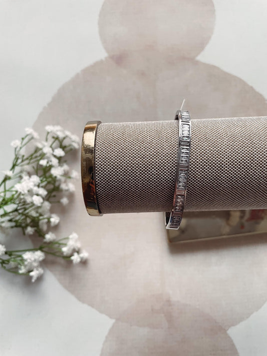 Silver Intricate Rhinestone Hinge Bracelet