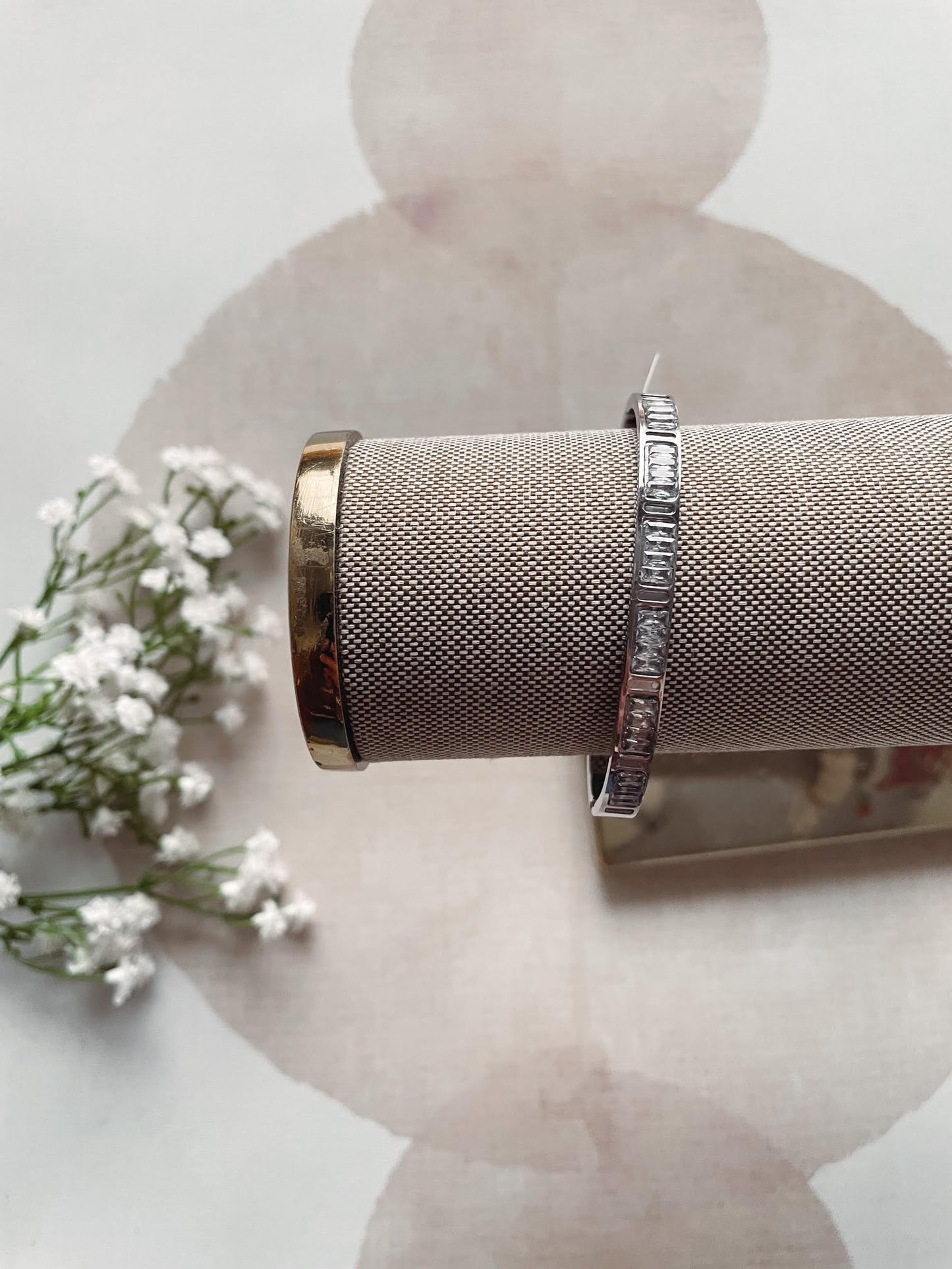 Silver Intricate Rhinestone Hinge Bracelet