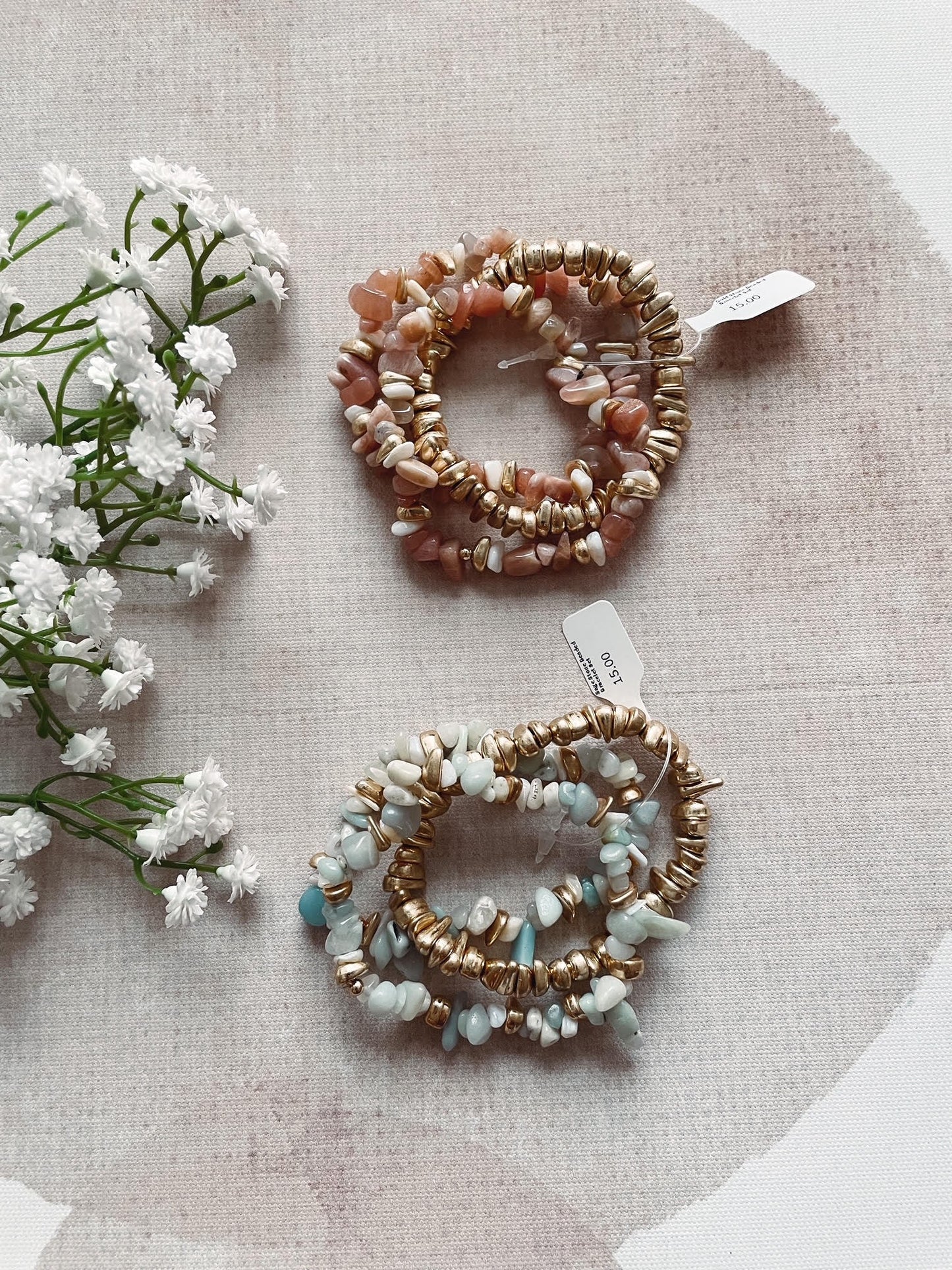 Sage Stone Beaded Bracelet Set