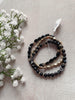 Stone + Black Metallic Beaded Bracelet Set