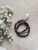 Stone + Black Metallic Beaded Bracelet Set