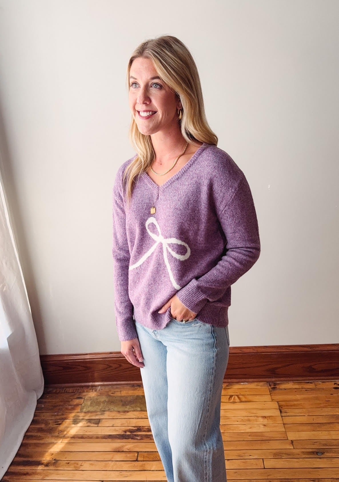 Susie Purple Bow Sweater