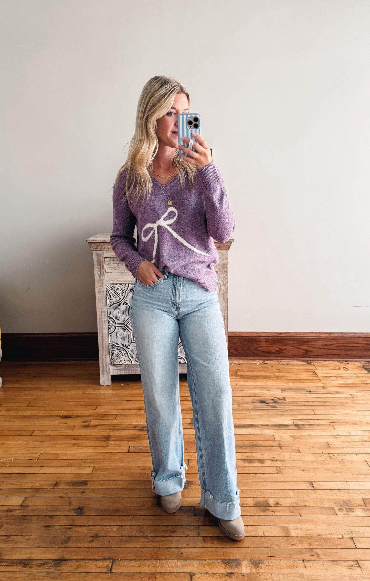 Susie Purple Bow Sweater