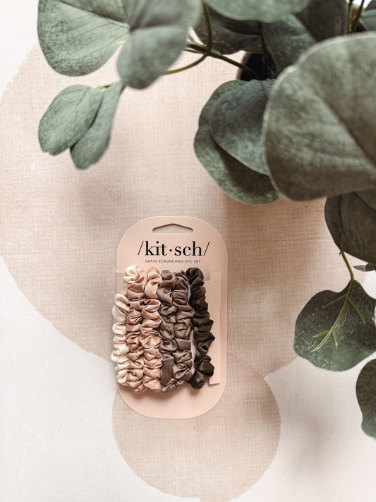 Ultra Petite Satin Scrunchies 6pc - Eucalyptus