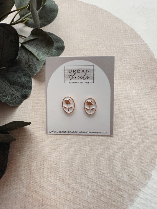 White Flower Earrings