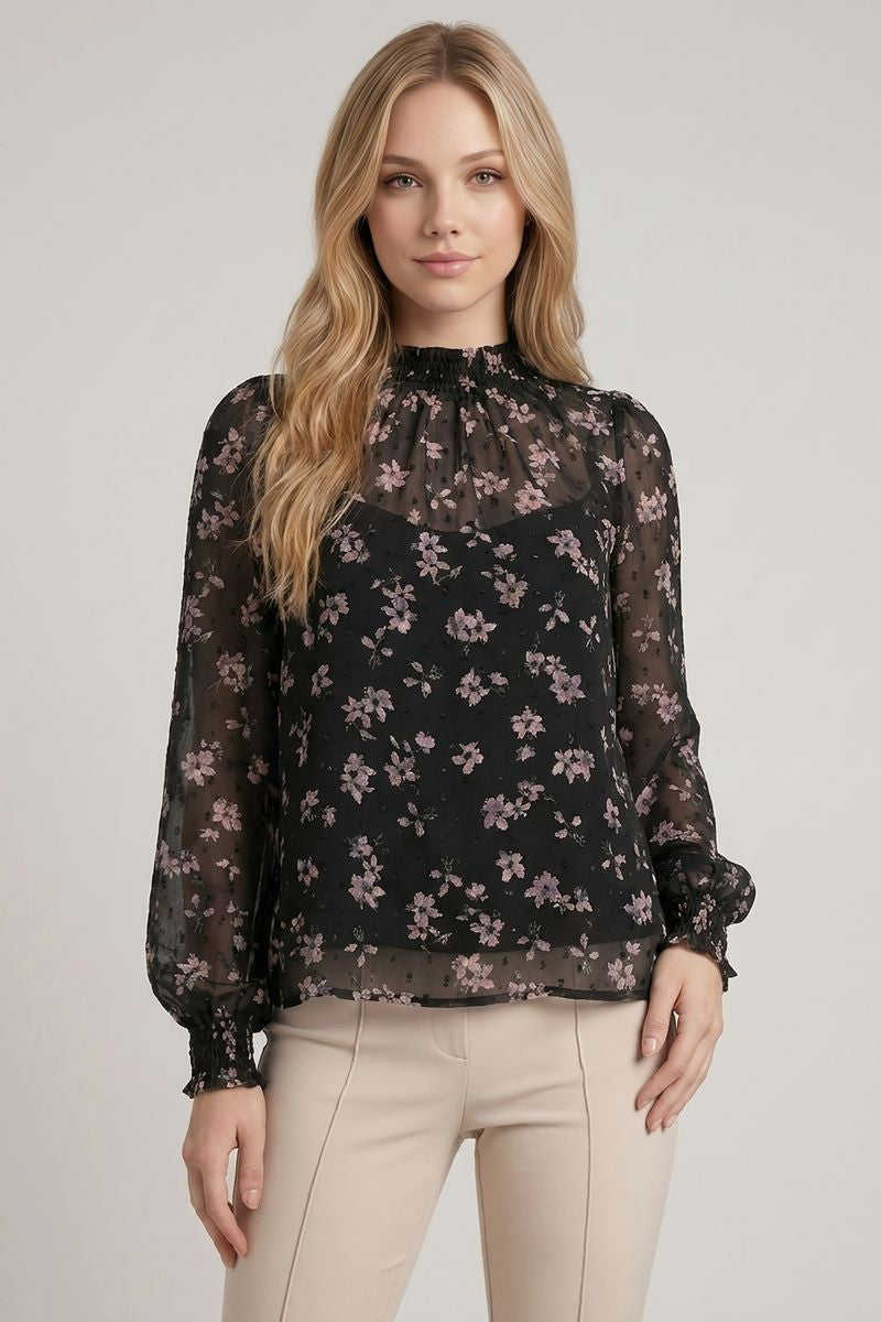 Lillian Floral Blouse - Black