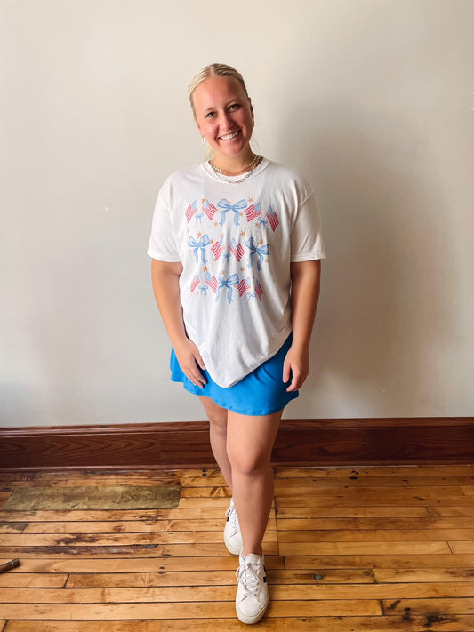 USA Flags + Bows Graphic Tee