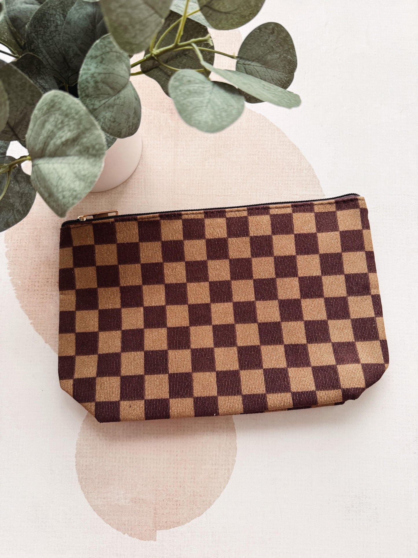 Checkered Cosmetic Bag
