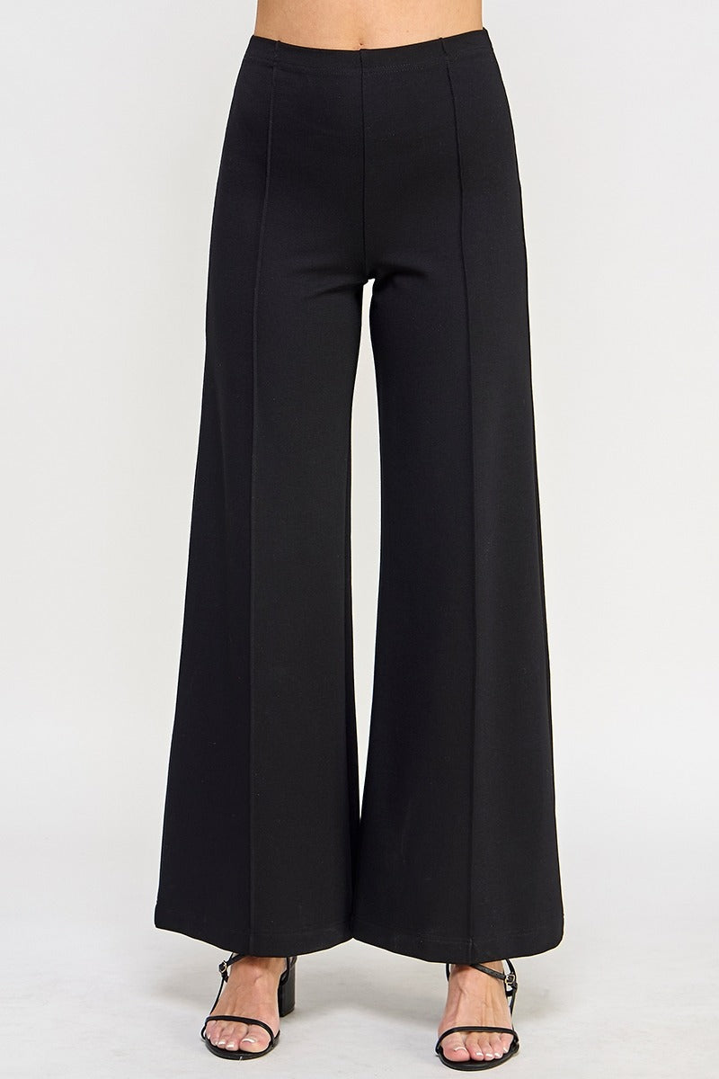 Black wide-leg pants on a white background