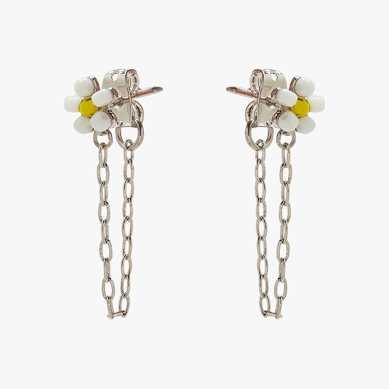 Daisy Seed Bead Chain Wrap Earrings