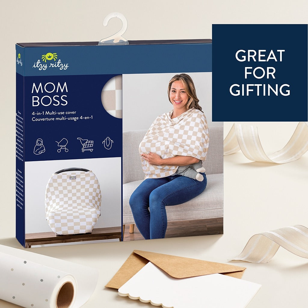 Taupe Checkerboard Mom Boss™ 4-in-1 Multi-Use Cover