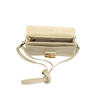 Beige crossbody bag with a strap on a white background